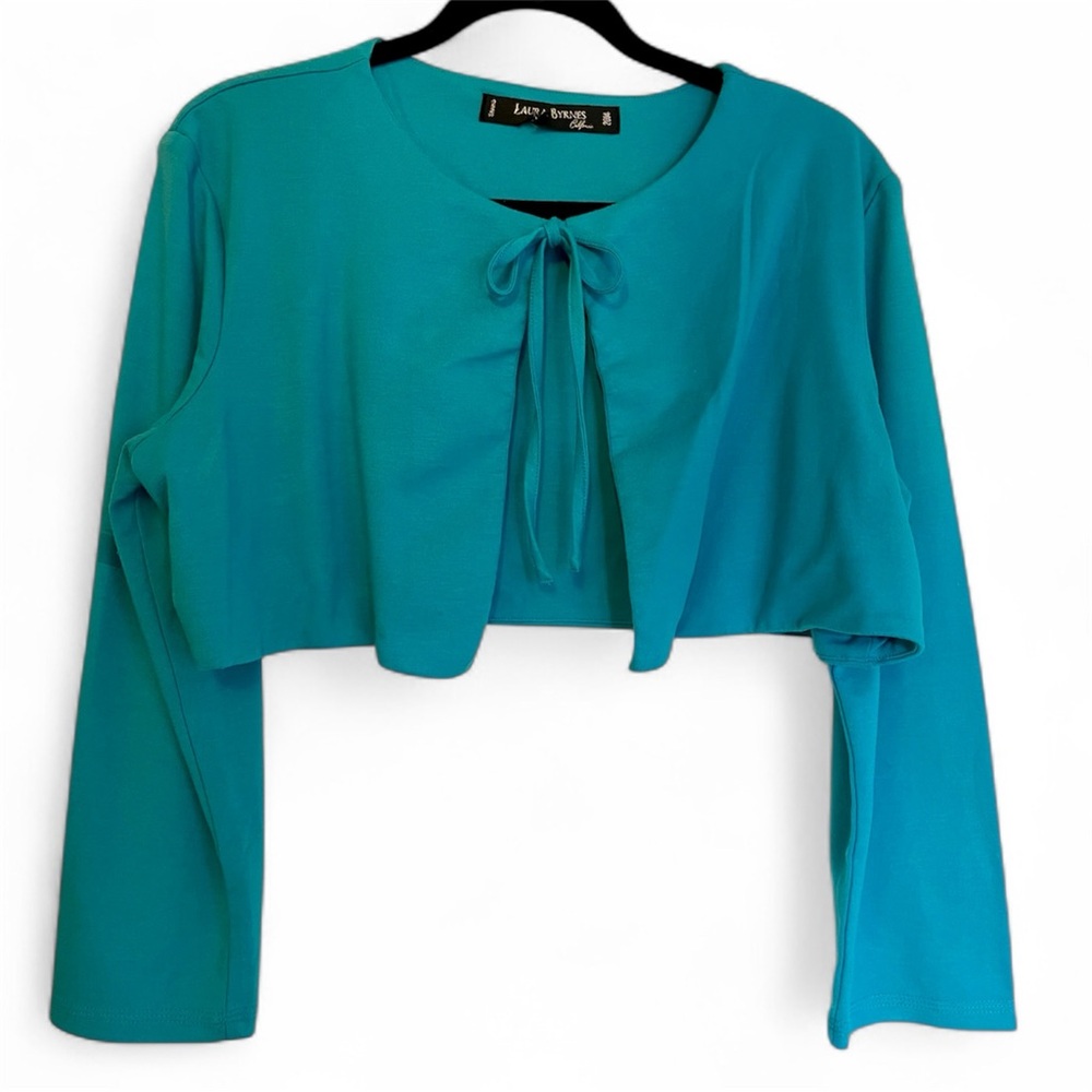 Laura Byrnes Cropped Turquoise Size 2X Jacket